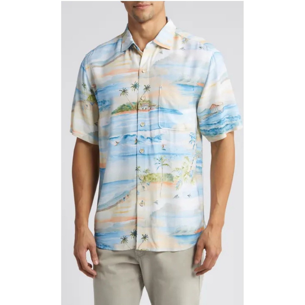 NWT Tommy Bahamas Veracruz Cay Isle Vista Short Sleeve‎ Button Down Shirt Size M